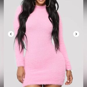 Pink fuzzy mini dress
